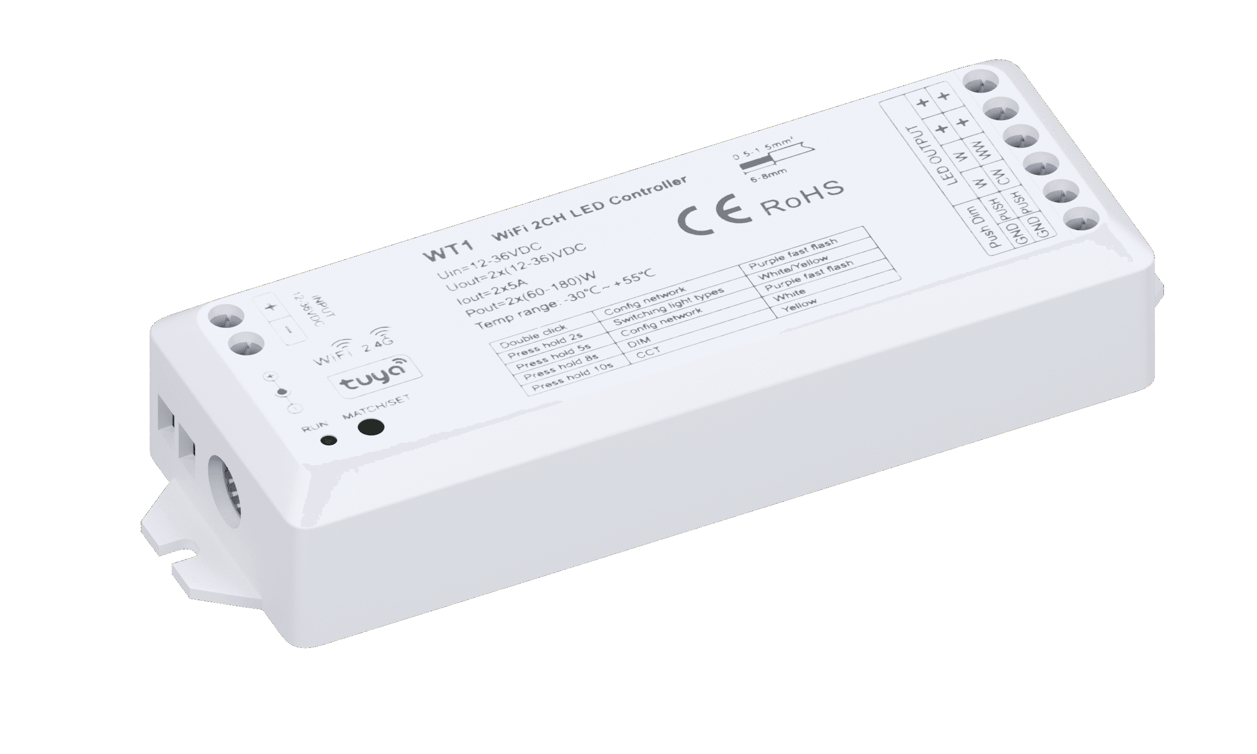 Контролер WT5 15A WIFI + RF 5 in 1 DIM, CCT, RGB, RGBW, RGB+CCT (Пульт 2.4G підбирається окремо та не входить в комплект)