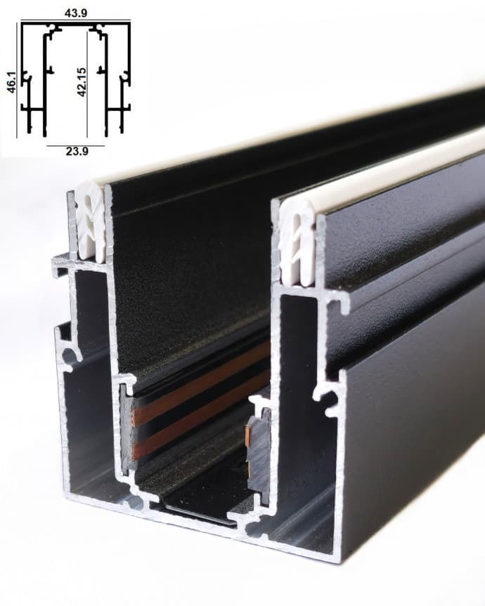 Магнітний трек PRO.ONE mini для натяжної стелі врізний з демпфером чорний