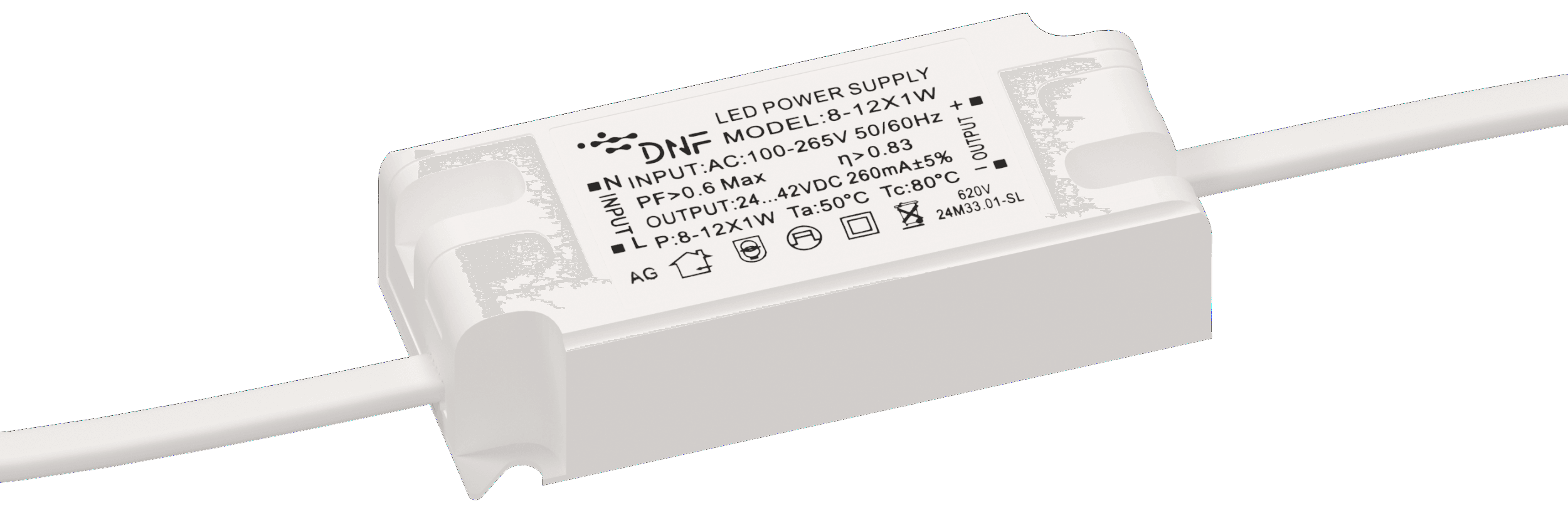 Драйвер для COB 10W. DNF 8-12X1W 24-42v DC 260mA