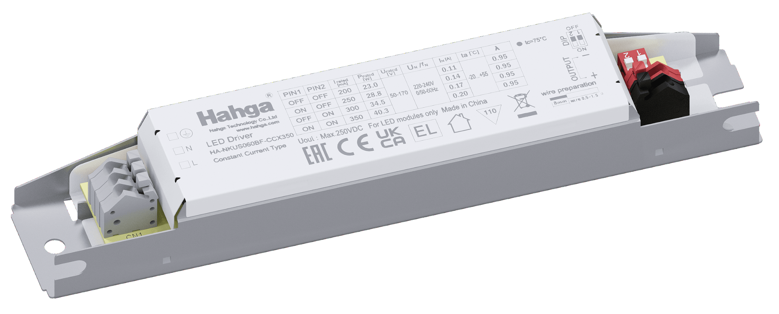 Драйвер Hahga 200-350mA 50-115V 10-40W 165*30*21