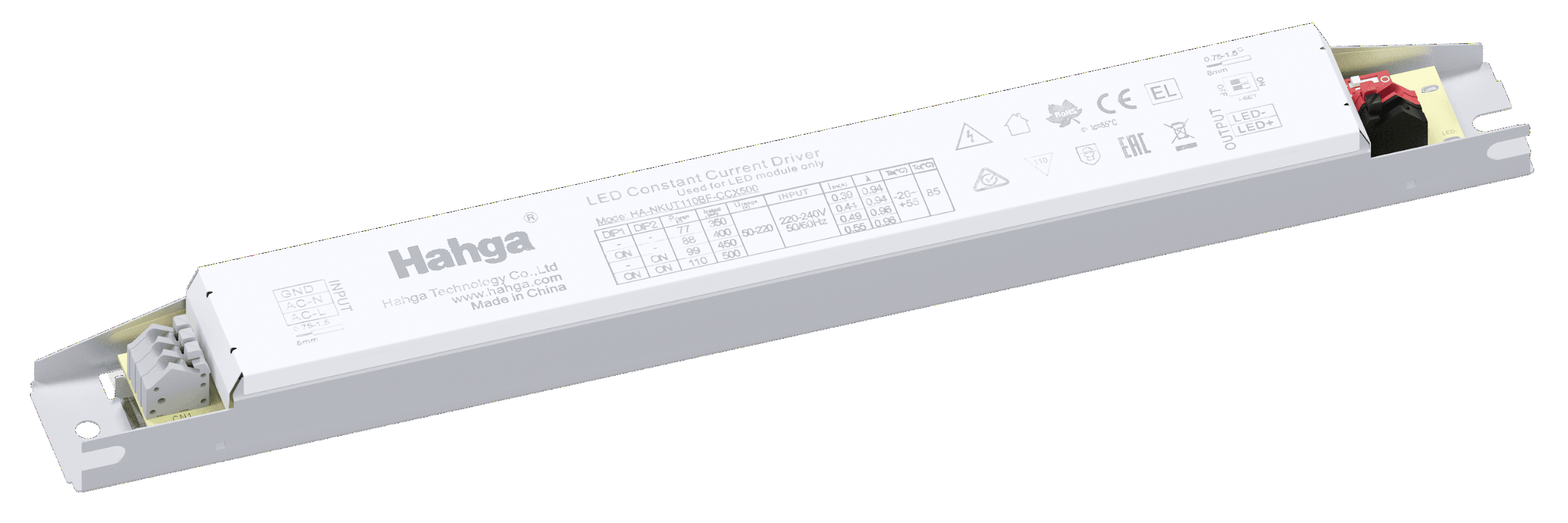Драйвер Hahga 350-500mA 50-220V 21-110W 280*30*22 IP20