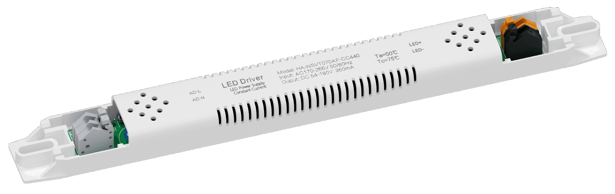 Драйвер для LED Hahga HA- NSVT70AF-CC440 70W 54-480V 280-440mA 197*20*17