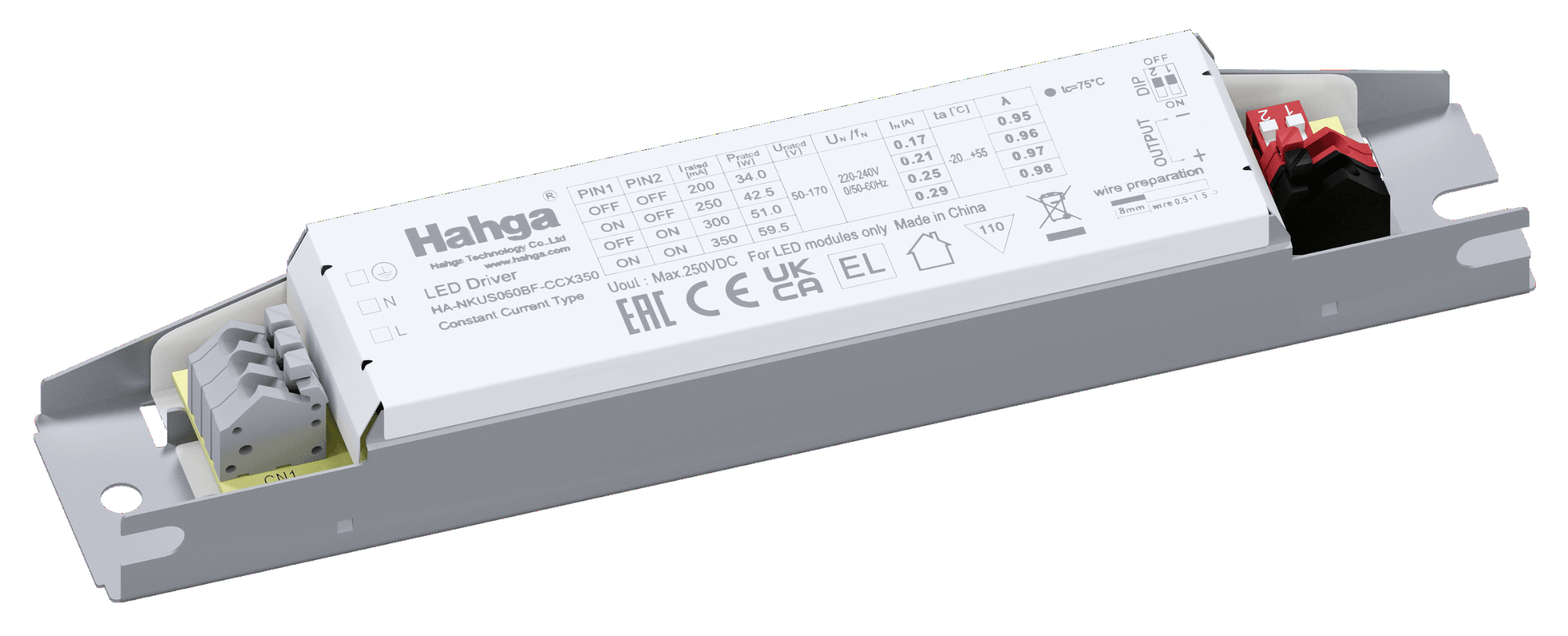 Драйвер Hahga 200-350mA 50-170V 10-60W 165*30*21